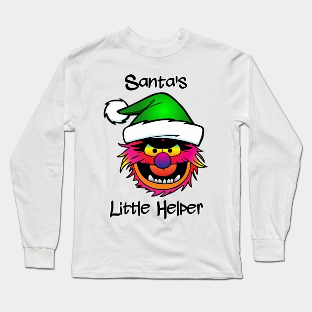 Santas Little Helper (Animal Muppet) Long Sleeve T-Shirt by Hunter